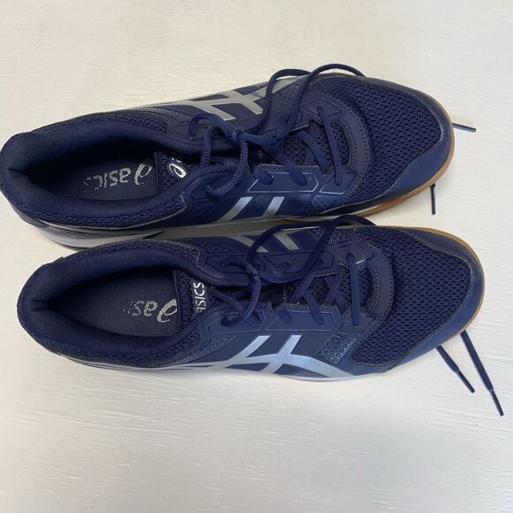 ASICS Mens Gel Rocket 9 shoes size 11.6 US Blue Silver White - Picture 2 of 10